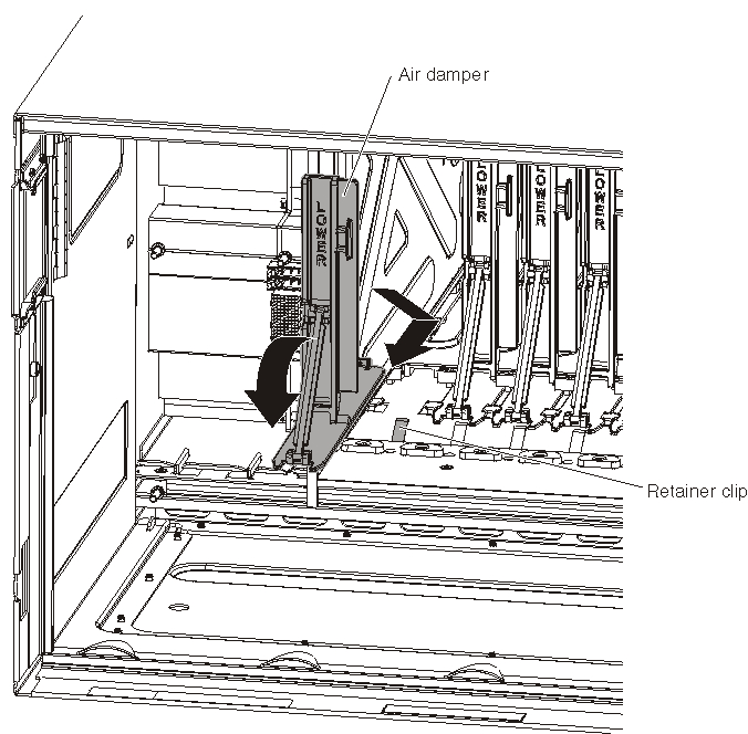 Graphic illustrating the positioning of the air damper in the chassis slot.