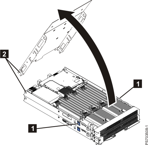 Removing the cover from a double-wide blade server