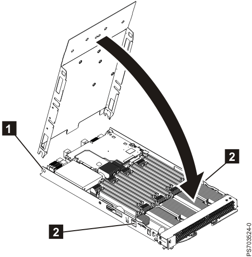 Installing the cover for a single-wide blade server