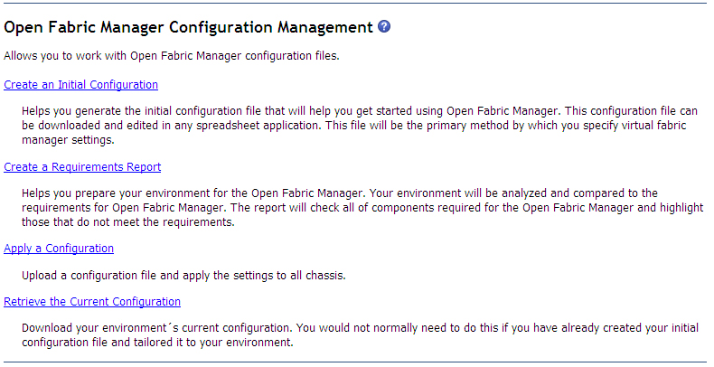 Graphic illustrating the open fabric manager configuration page.