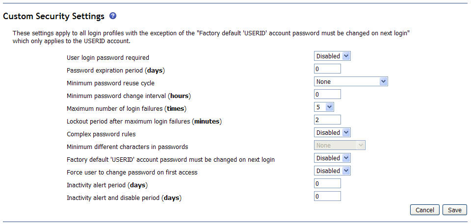 Graphic illustrating the custom security settings page.