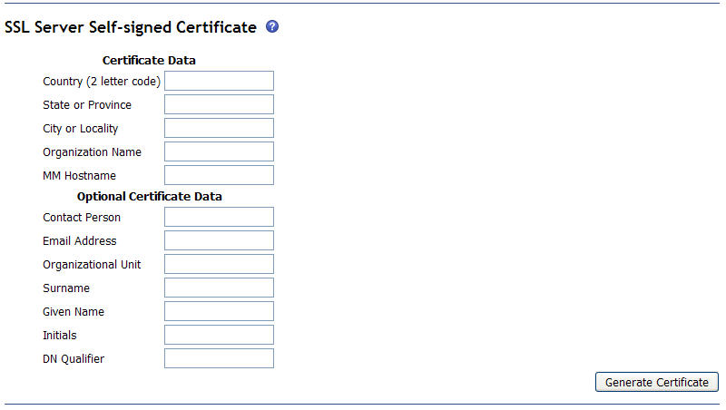 Graphic illustrating the SSL server self-signed certificate page.