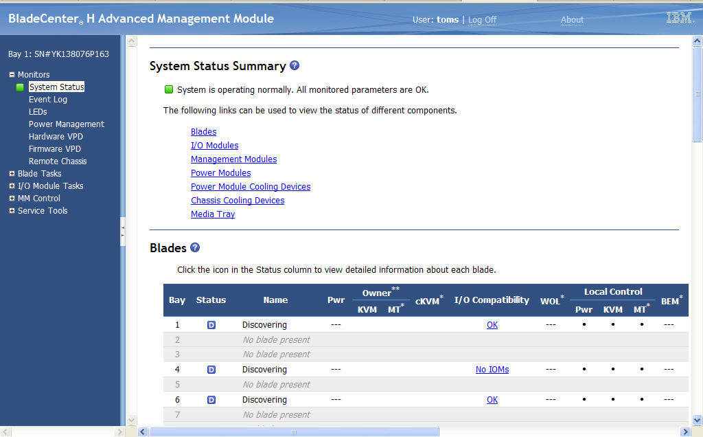 Graphic illustrating the advanced management-module Web-interface page.