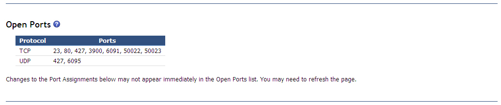 Graphics illustrating the open ports page for an advanced management module.