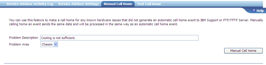 Graphic illustrating the manual call home page.