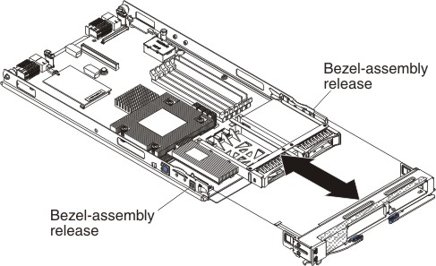 Graphic illustrating the removal of the bezel assembly