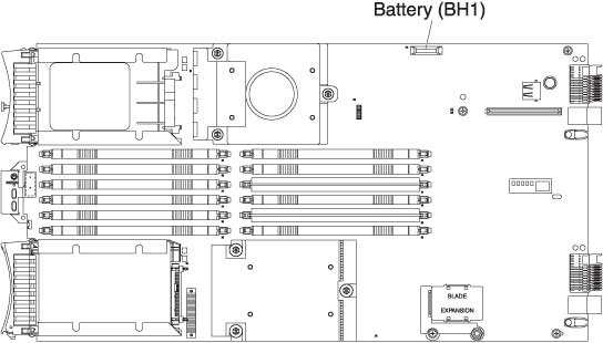 Graphic illustrating the location of the battery on the system board