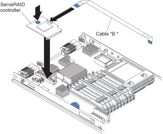 Graphic illustrating how to install a CIOv storage interface card.