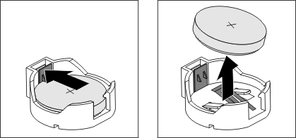 Graphic illustrating pressing on the battery clip
