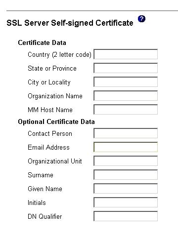 Graphic illustrating the SSL server self-signed certificate page.