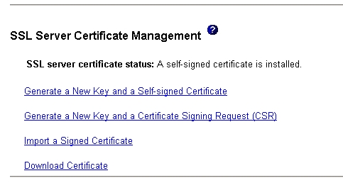 Graphic illustrating the SSL server certificate management page.