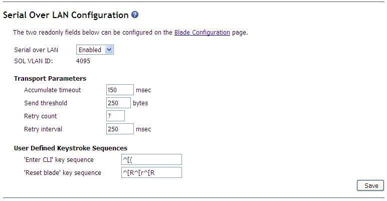 Graphic illustrating the SOL configuration page for an advanced management module.